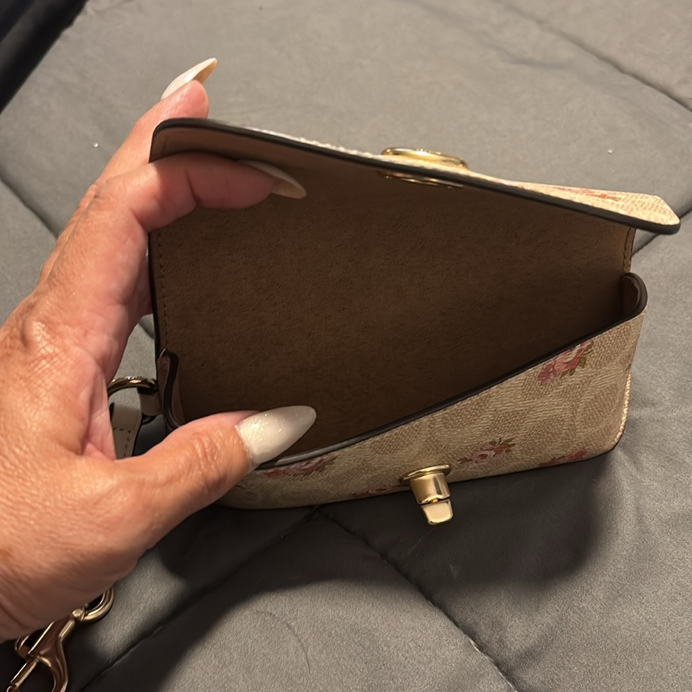 Coach Beige Floral Eyeglass Case Wristlet - Picture 3 of 4